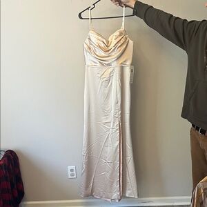 Chic Satin Maxi Dress in Cream